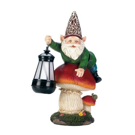 SUMMERFIELD TERRACE Gnome On Mushroom Solar Statue 10018235